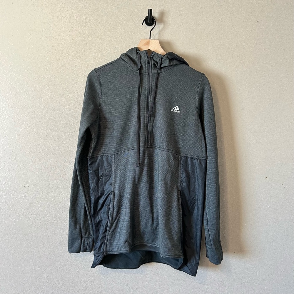 Adidas Black & Grey Half Zip Hoodie L - Perfect Condition, Stylish & Comfortable